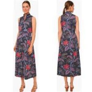 Tuckernuck XXS Sundance Sky Leighton Dress Botanical Print Sleeveless Buttons